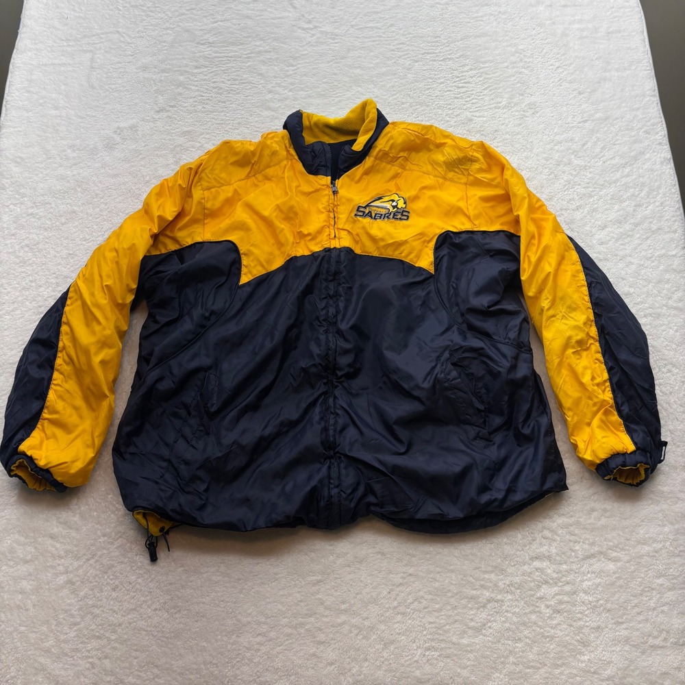 NHL Buffalo Sabres Full Zip Jacket Navy Yellow Fleece Ripstop XXL Jacket